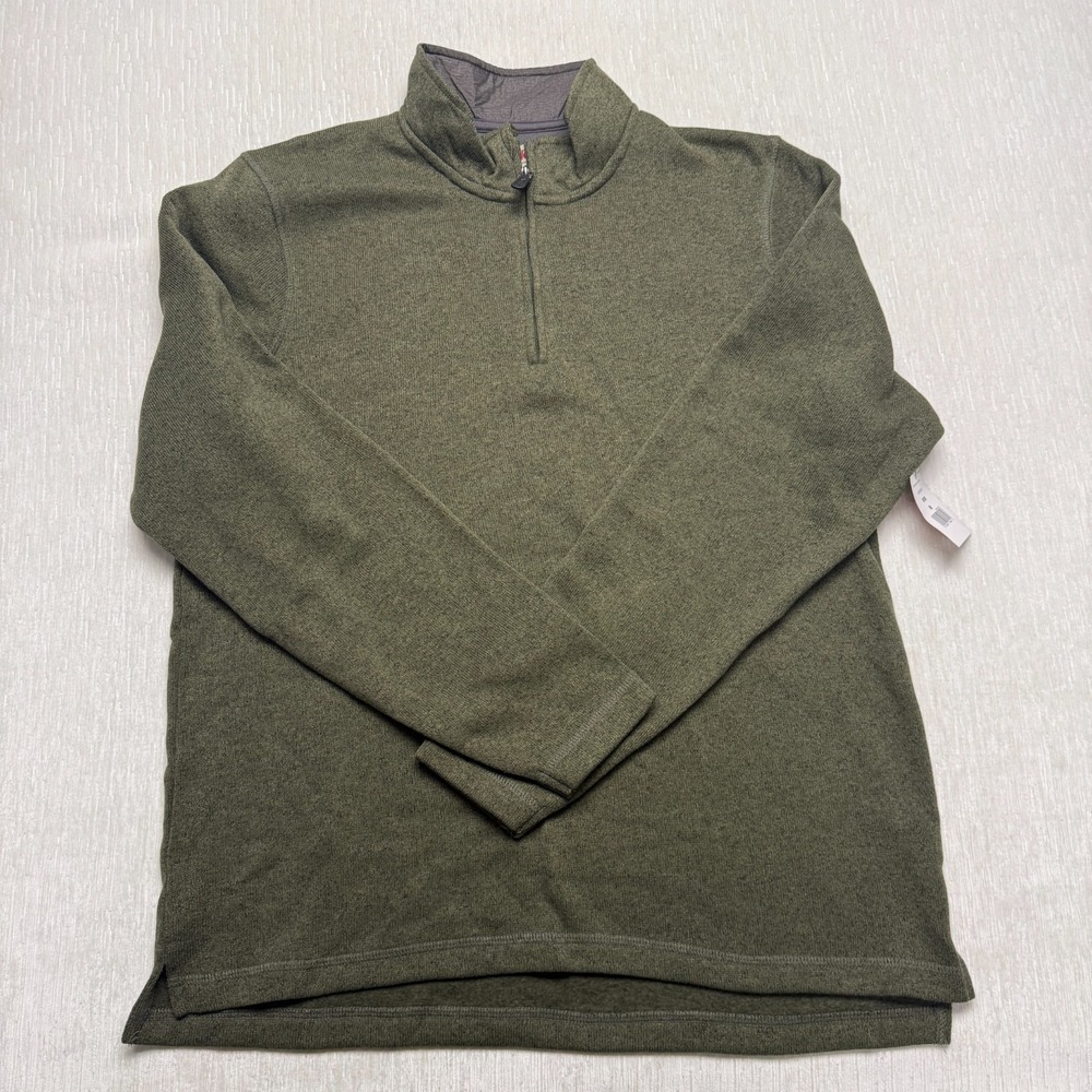 Wrangler Mens 1/4 Zip Fleece Sweater Medium Olive Green 10ZHGZBG1 Pullover